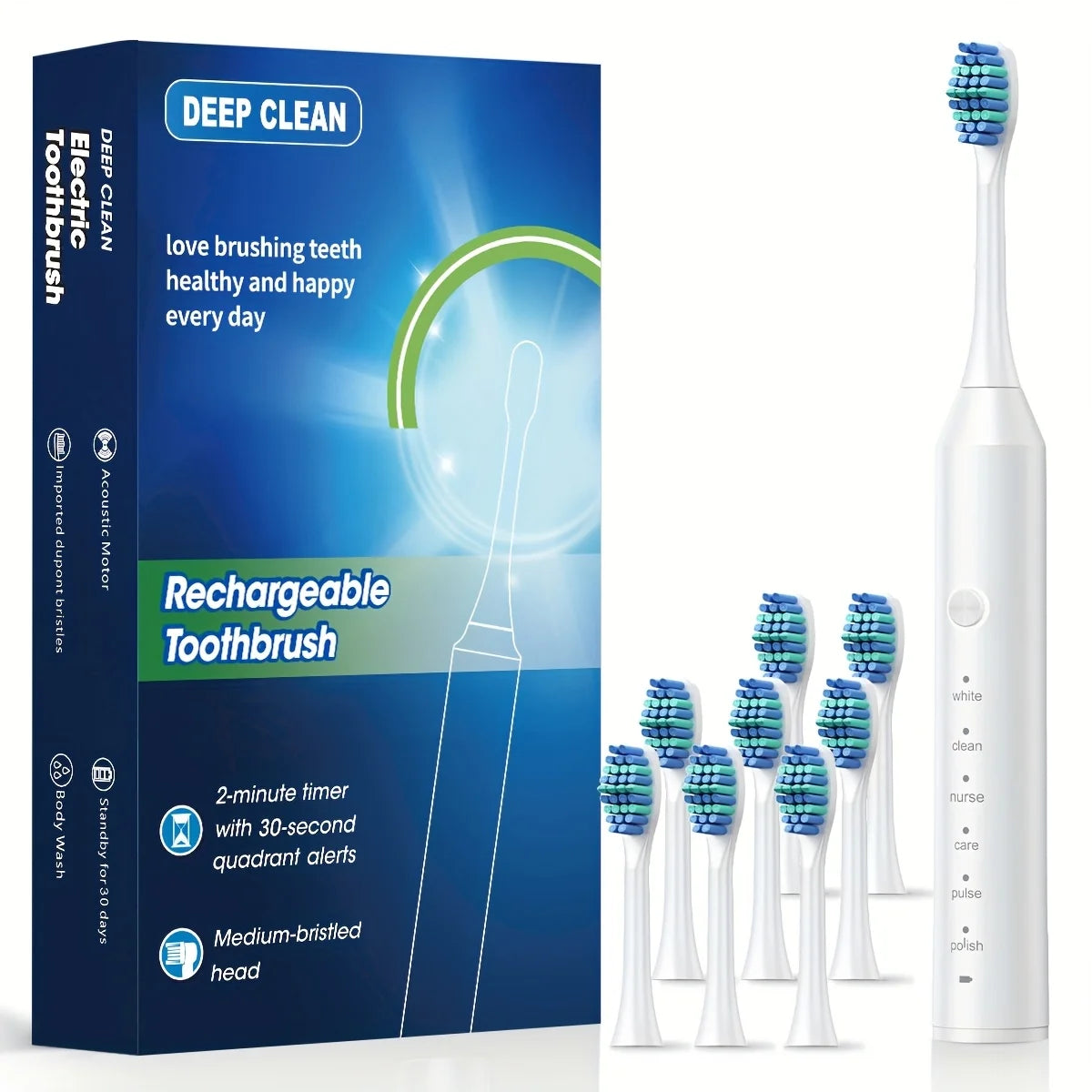 Vabena Sonic Electric Toothbrush - 6 Modes, Smart Timer