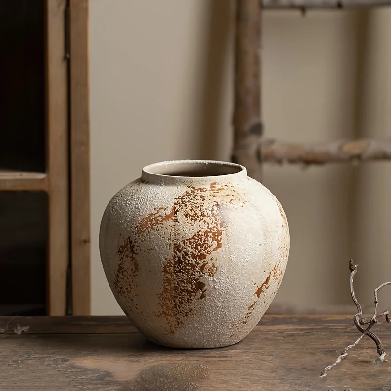 Elegant Retro Ceramic Flowerpot - White Spotted Home Decor