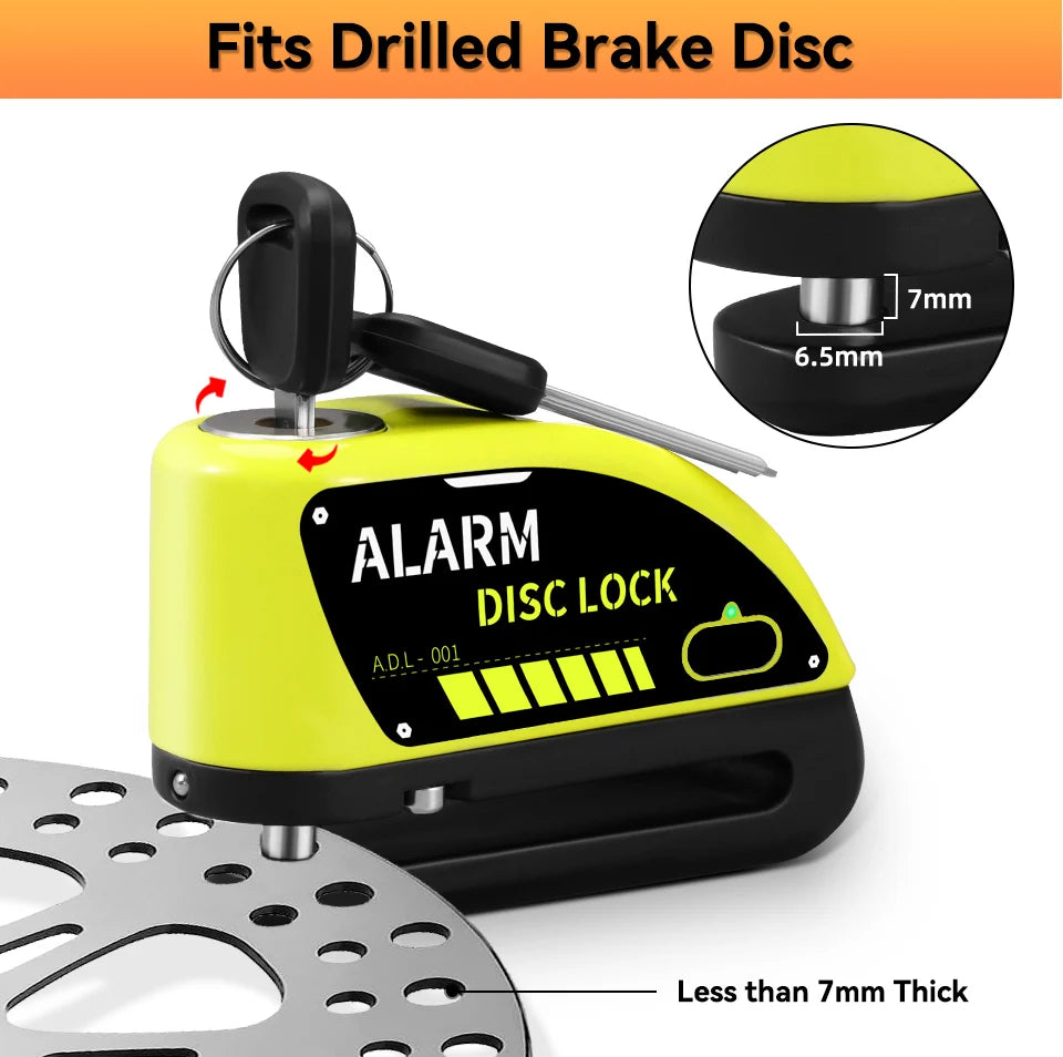Extractme 110dB Motorcycle Alarm Disc Lock - Ultimate Waterproof Anti-Theft Security