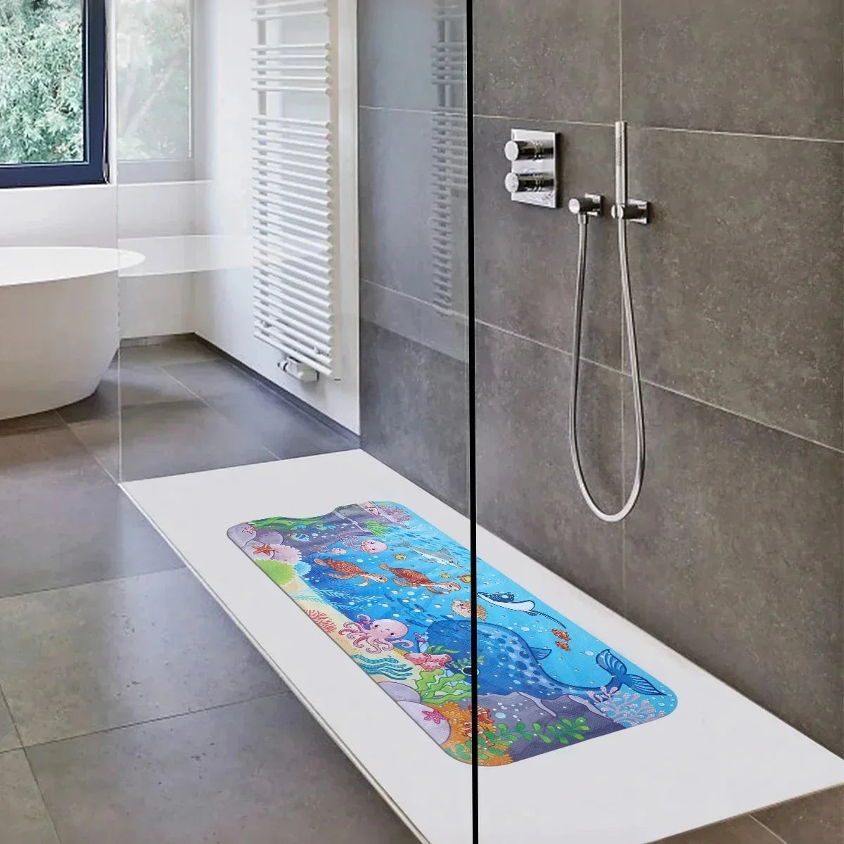 Cartoon Extra Long Bathtub Mat - Non-Slip Shower Mat 40x100cm with Suction Cups & Drain Holes