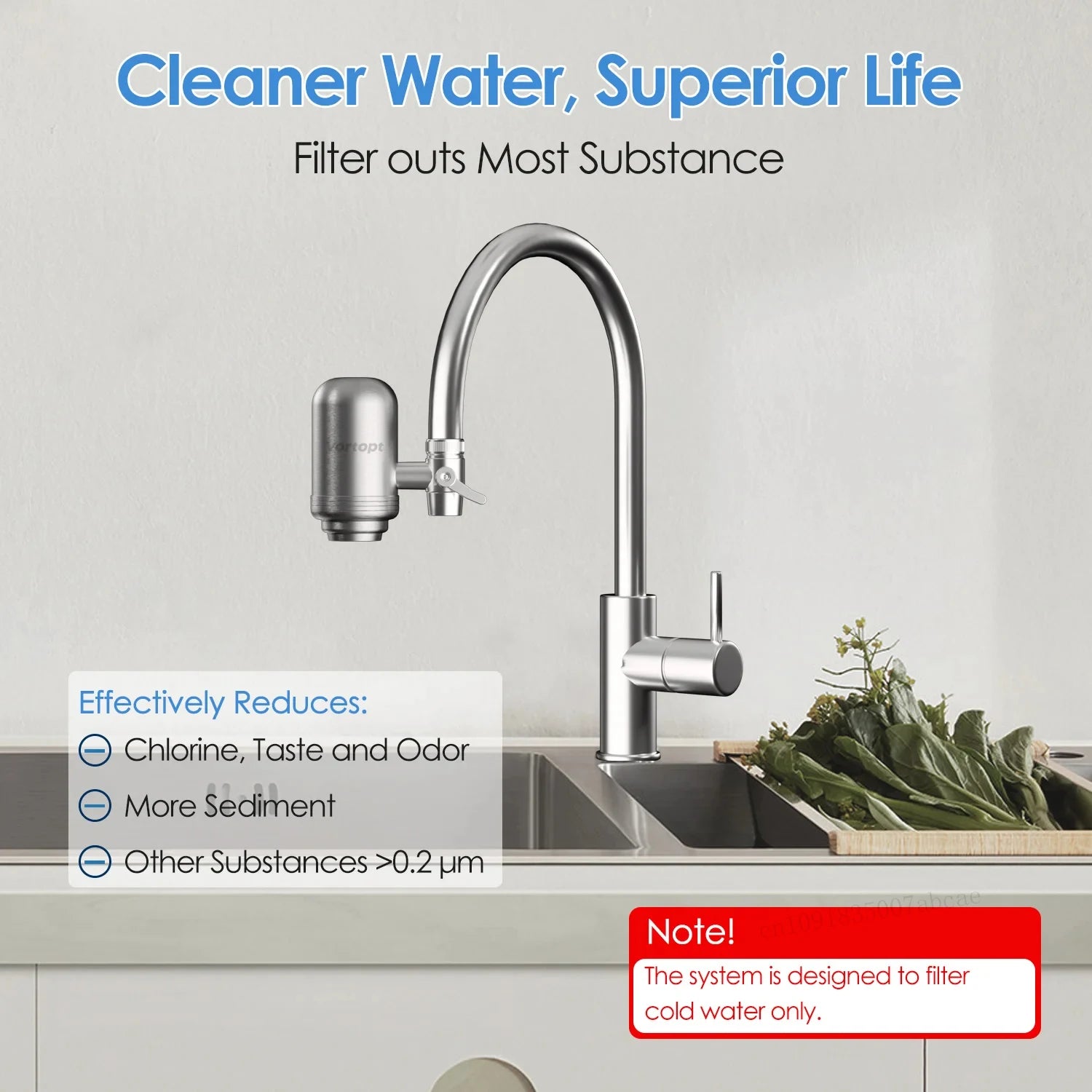 HOMEFISH Stainless Steel Faucet Water Filter - NSF Certified Lead & Chlorine Reduction