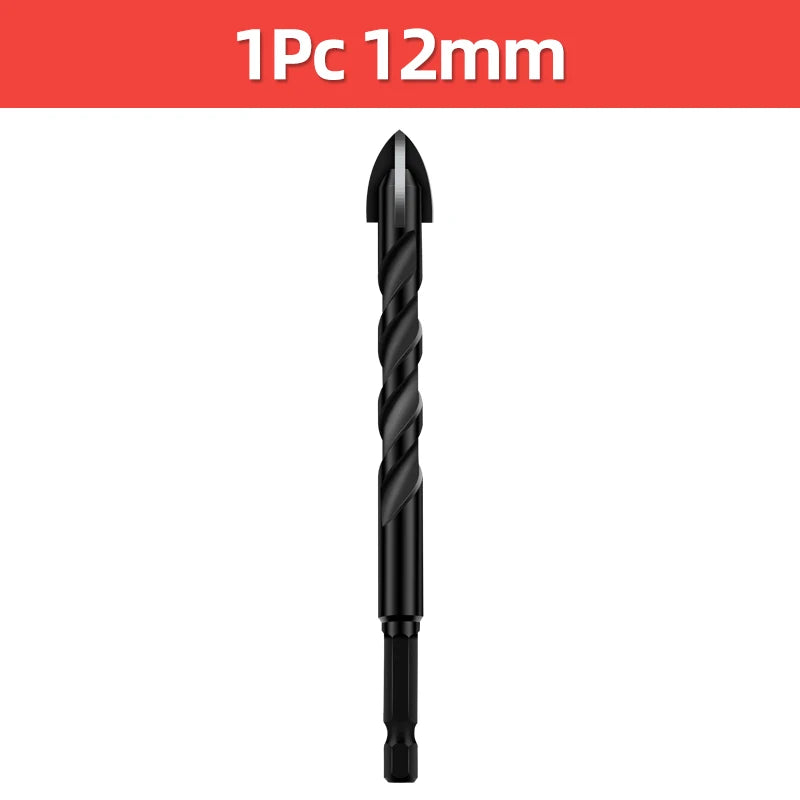 TOOLEYE Multifunction Cross Hex Drill Bit Set - Concrete, Tile, Glass, Metal