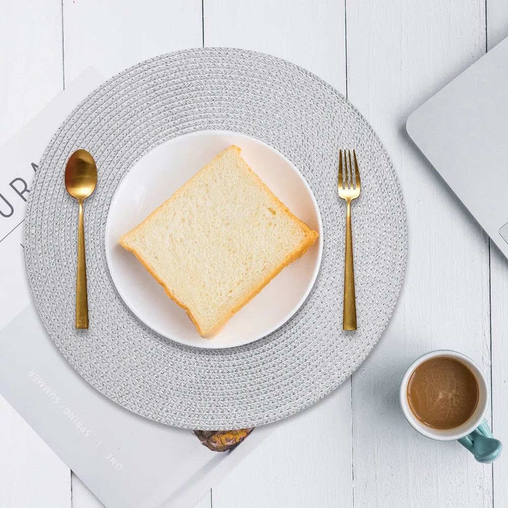 Premium Round Braided Placemats - Set of 6 | Dining Table Decor
