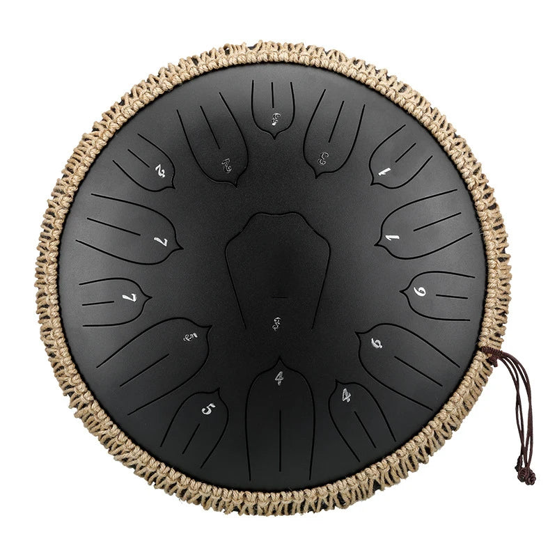 Hluru 13-inch Steel Tongue Drum - 15 Notes D Tone Glucophone Ethereal Percussion