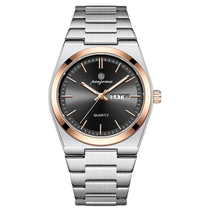 PAAZOMU Men's Chronograph Watch - Waterproof Stainless Steel Luminous Quartz