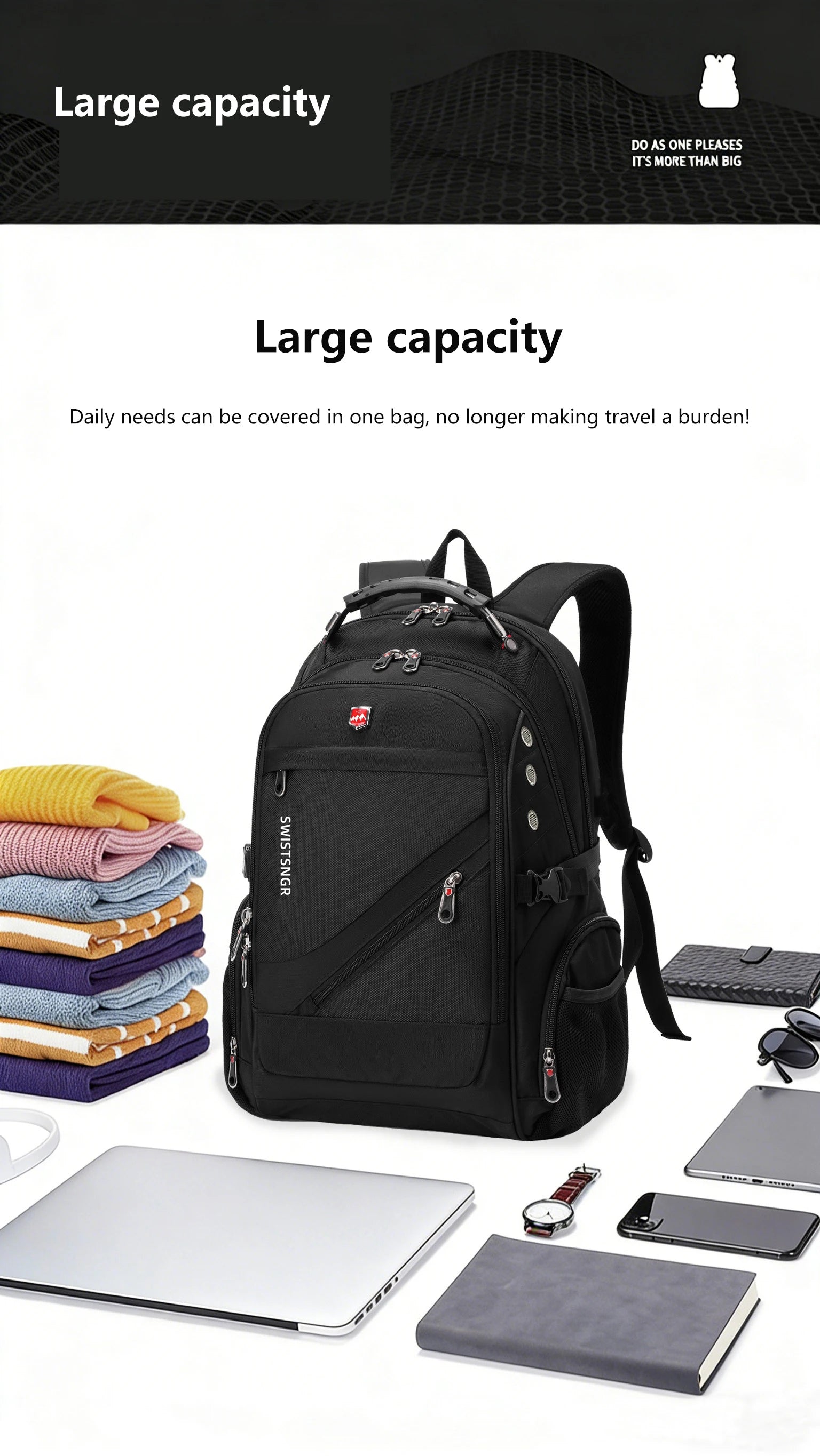 Vabena 2026 Waterproof Laptop Backpack - 17/20 Inch Travel & Everyday Rucksack for Men & Women