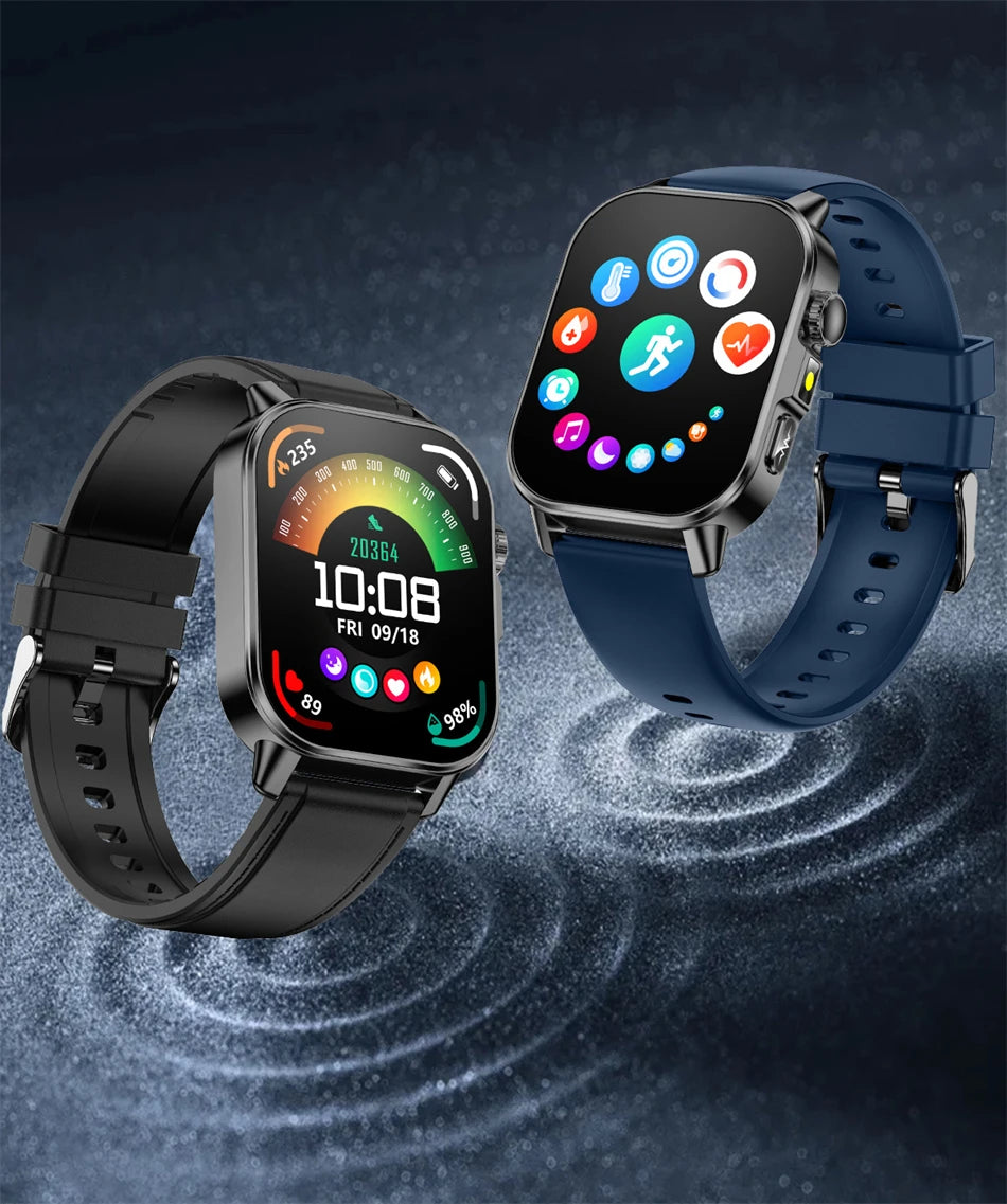 Vabena Men's ECG Smartwatch: Accurate Health Diagnosis with Blood Pressure, Oxygen, Fat, Uric Acid & Temp Monitoring