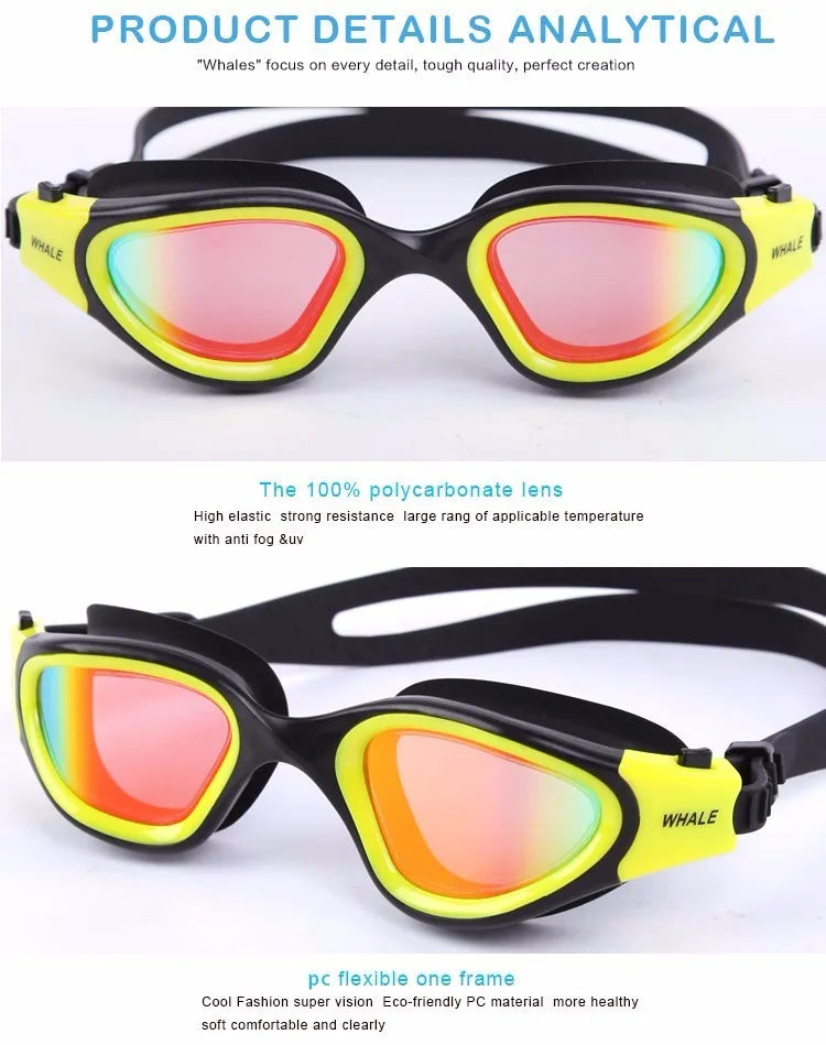 Professional Anti-Fog UV Swimming Goggles for Adults - Waterproof Silicone