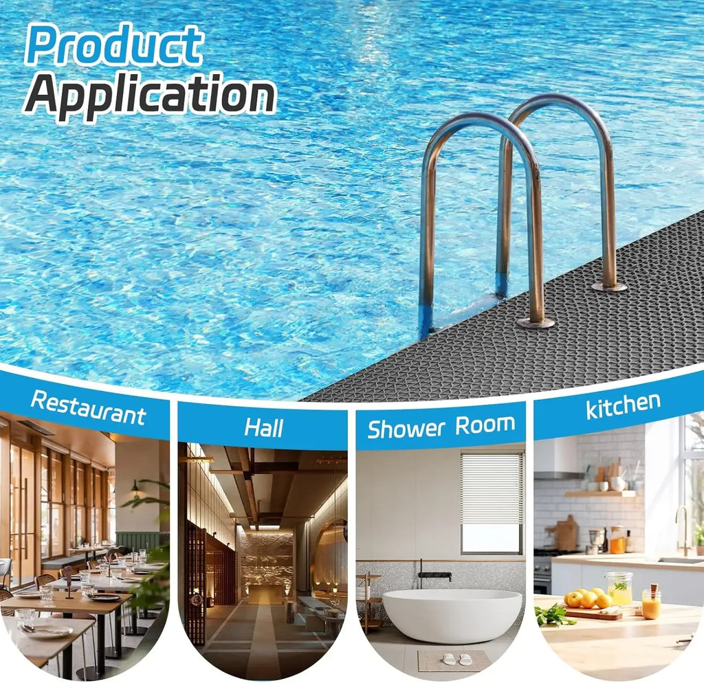 Non-Slip PVC Floor Mats for Kitchen, Bathroom, Outdoor & Pool - Waterproof & Dirt-Resistant