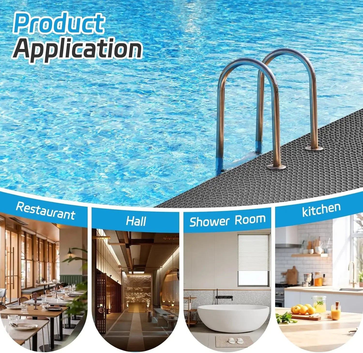 Non-Slip PVC Floor Mats for Kitchen, Bathroom, Outdoor & Pool - Waterproof & Dirt-Resistant