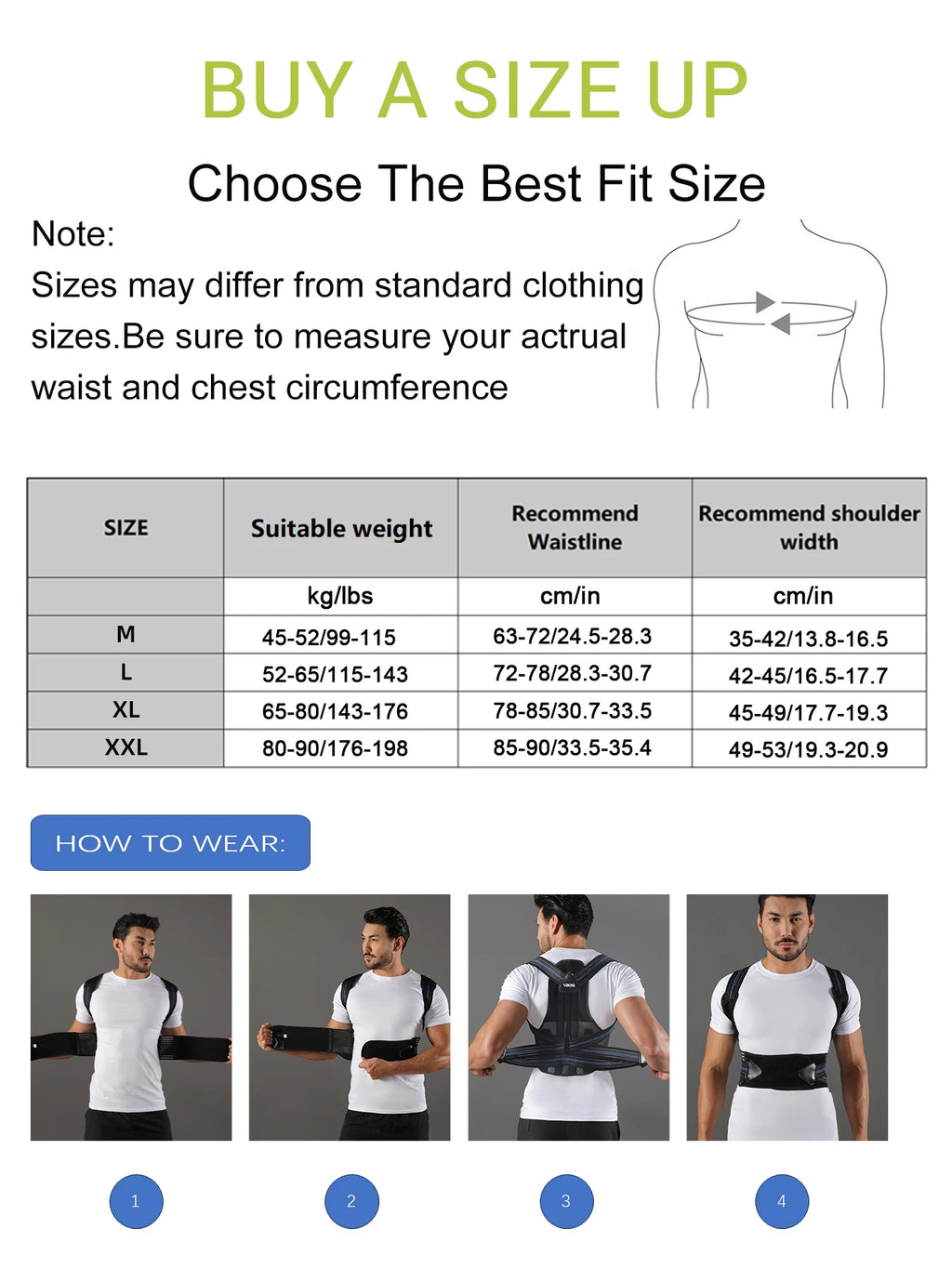 VBOSi Adjustable Back Support Posture Corrector | Ergonomic Lumbar Support