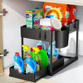 2-Tier Under Sink Organizer - Sliding Cabinet Basket Storage Rack for Bathroom & Kitchen
