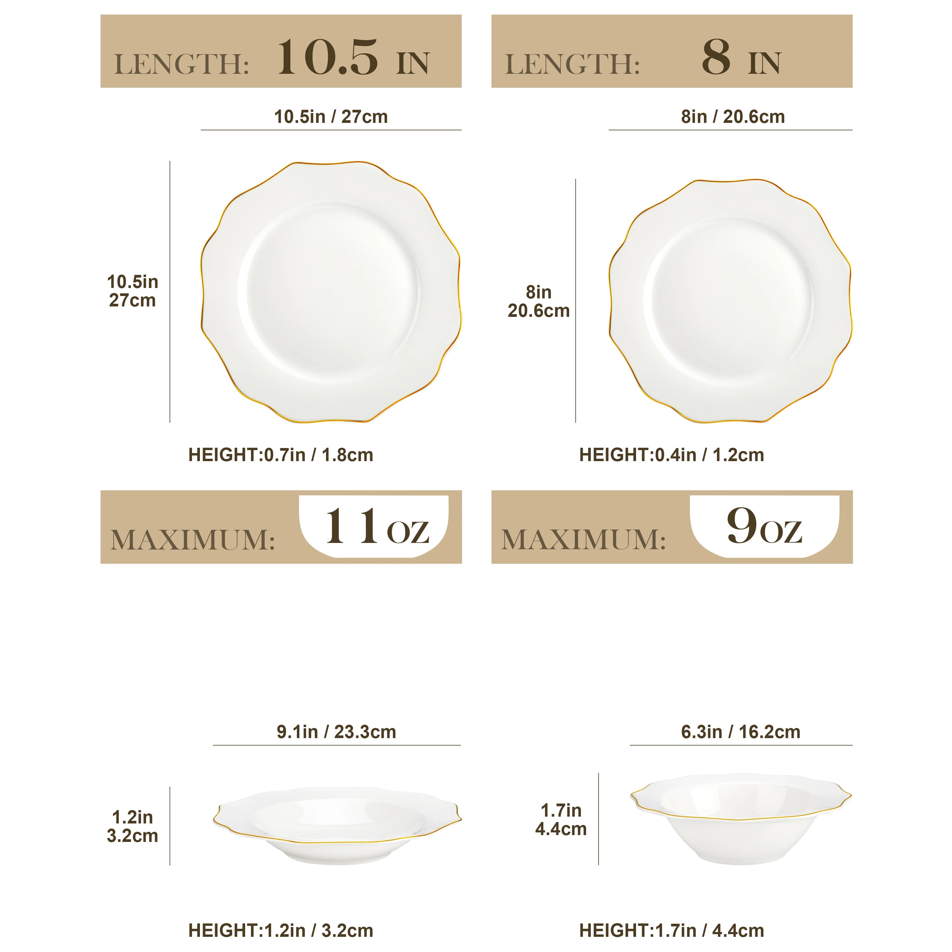 MALACASA Nordic Golden Rim Bone China Tableware Set - Elegant Dining Experience