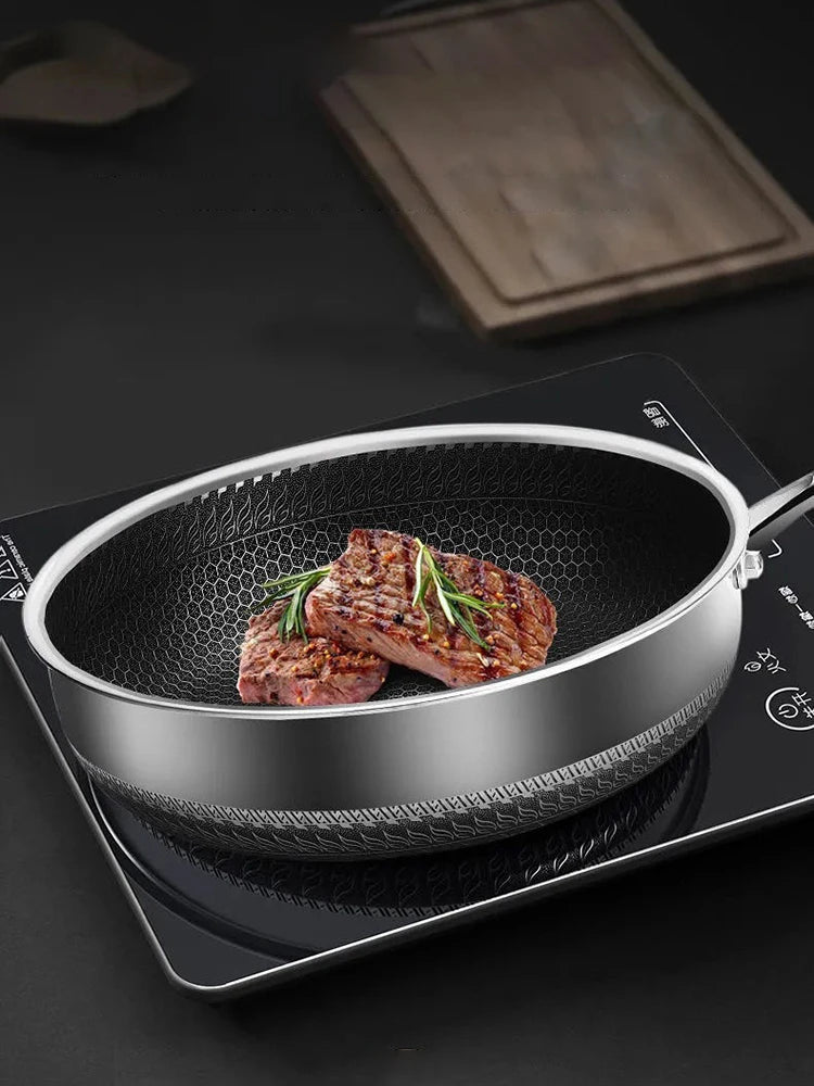 Tri-Ply 316 Stainless Steel Honeycomb Frying Pan & Wok - All Stoves