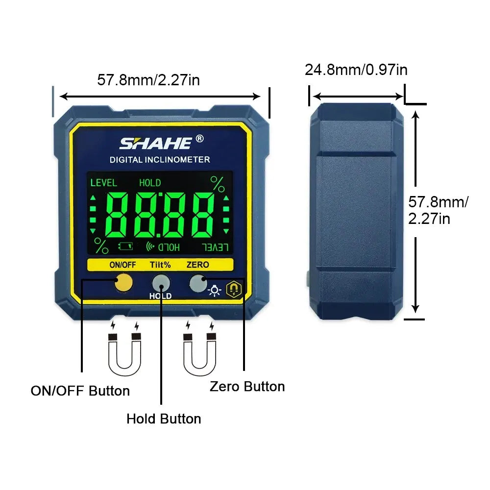 SHAHE Digital Angle Gauge & Protractor with Magnetic Base & Backlight
