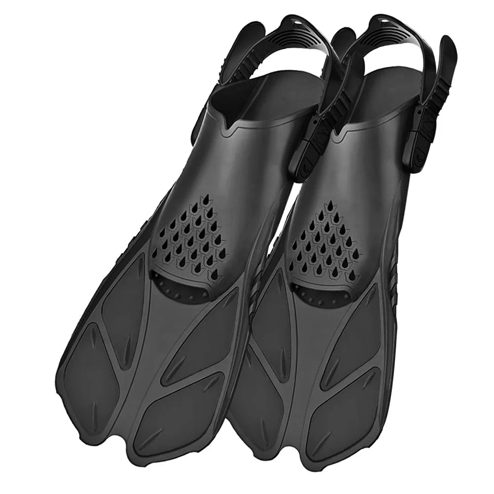 Snorkel Fins Adjustable Open Heel Travel Size Silicone Flippers