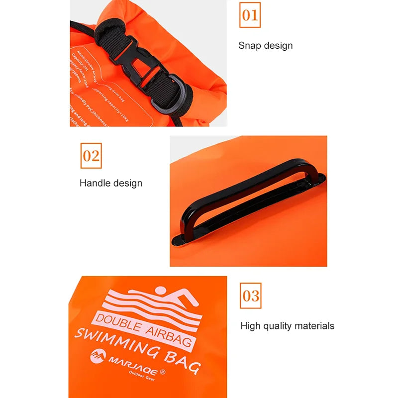 20L Inflatable Open Water Swim Buoy Tow Bag with Double Airbags – Safety & Storage