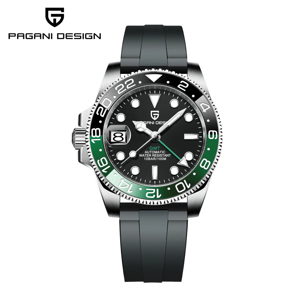 PAGANI DESIGN PD-1662 Luxury GMT Mechanical Watch - Sapphire, Steel, 100M Waterproof