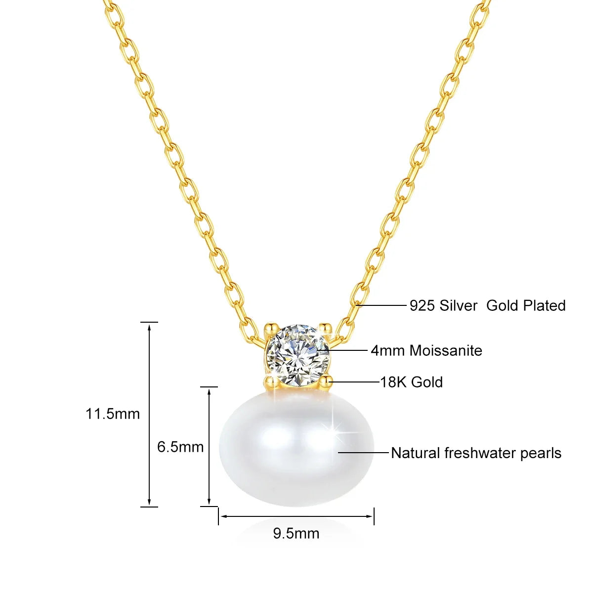 Luxury 18K Gold Pearl & Moissanite Necklace | Vabena Fine Jewelry