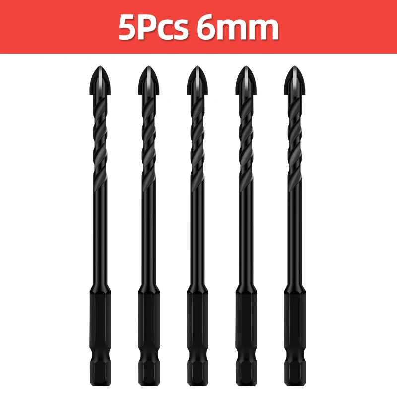 TOOLEYE Multifunction Cross Hex Drill Bit Set - Concrete, Tile, Glass, Metal
