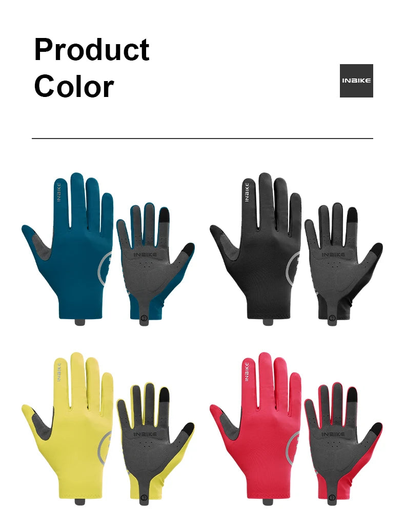 INBIKE Full Finger Touch Screen Cycling Gloves - MTB Road Bike Spring Summer