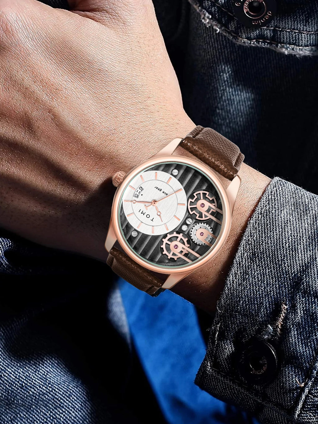 TOMI Men's Luxury Quartz Watch Gift Set - Detachable Strap