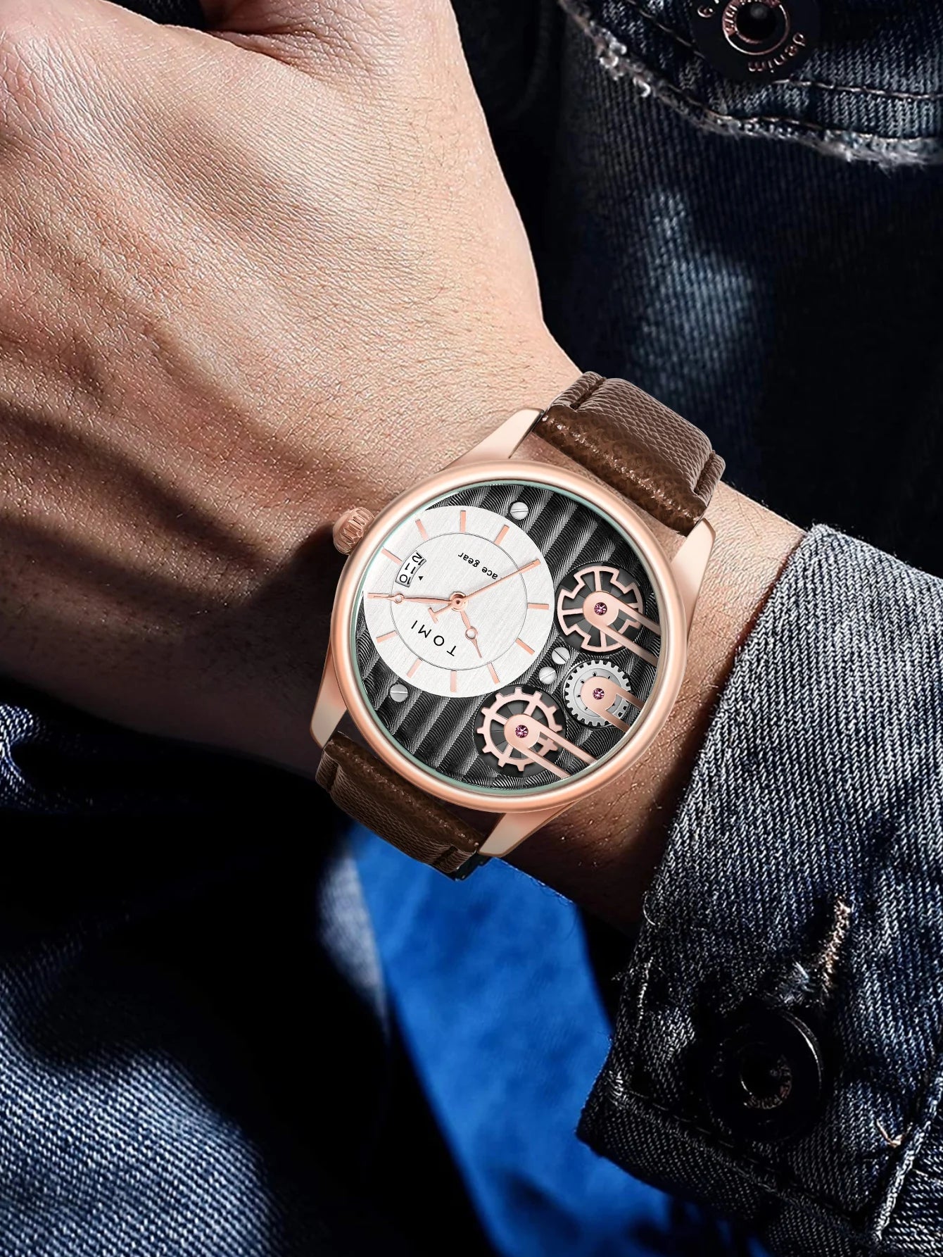 TOMI Men's Luxury Quartz Watch Gift Set - Detachable Strap