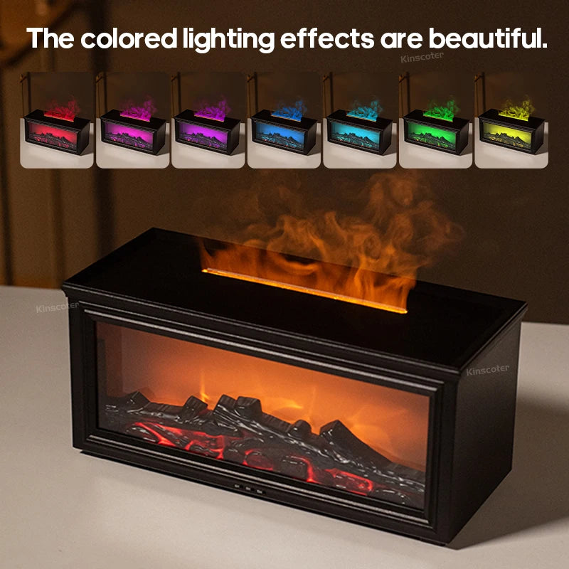 Simulated Fireplace Flame Diffuser & Humidifier with Essential Oils