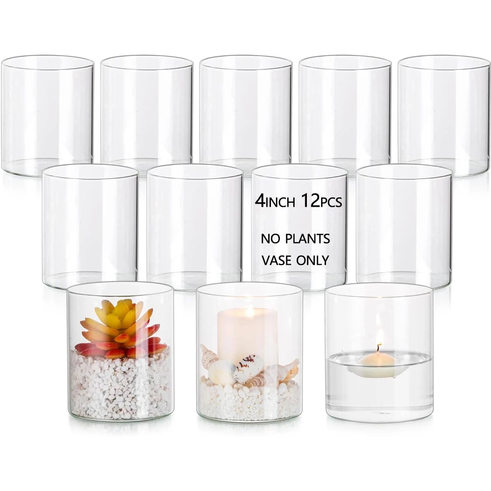 Tall Glass Cylinder Vase | Elegant Hurricane Candle Holder | Modern Home Decor