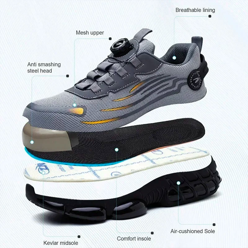Vabena Lace-Free Steel Toe Safety Sneakers for Ultimate Work Comfort