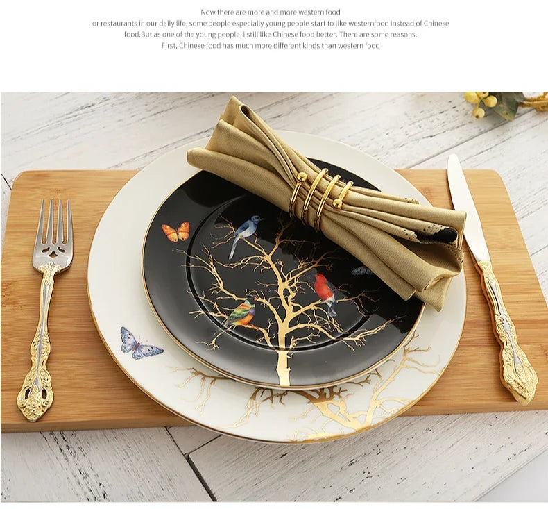Luxury Retro Gold Silverware Set | 5-Piece 304 Stainless Steel Cutlery