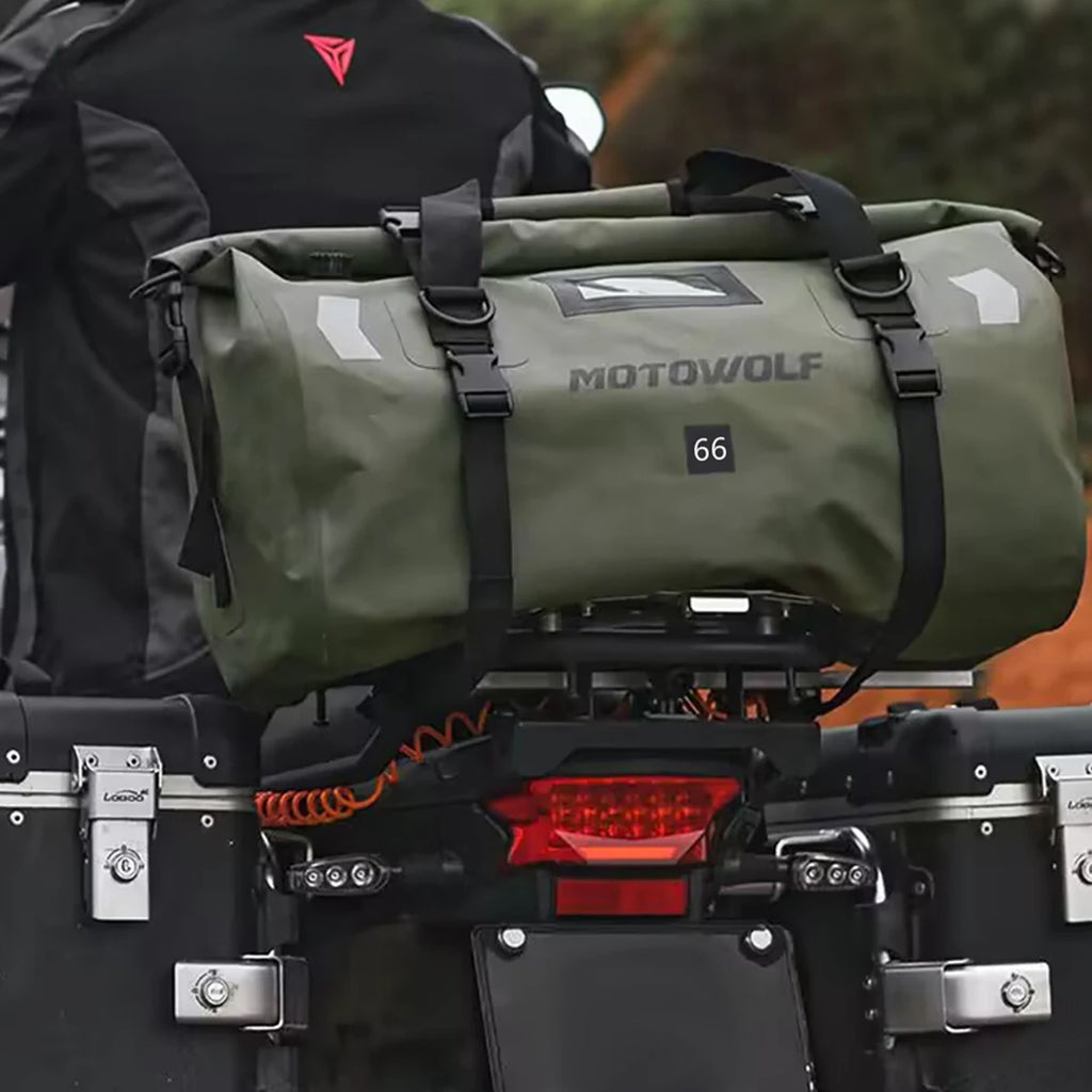 Waterproof Motorcycle Tail Bag | Dry Roll Luggage | 20L, 40L, 66L