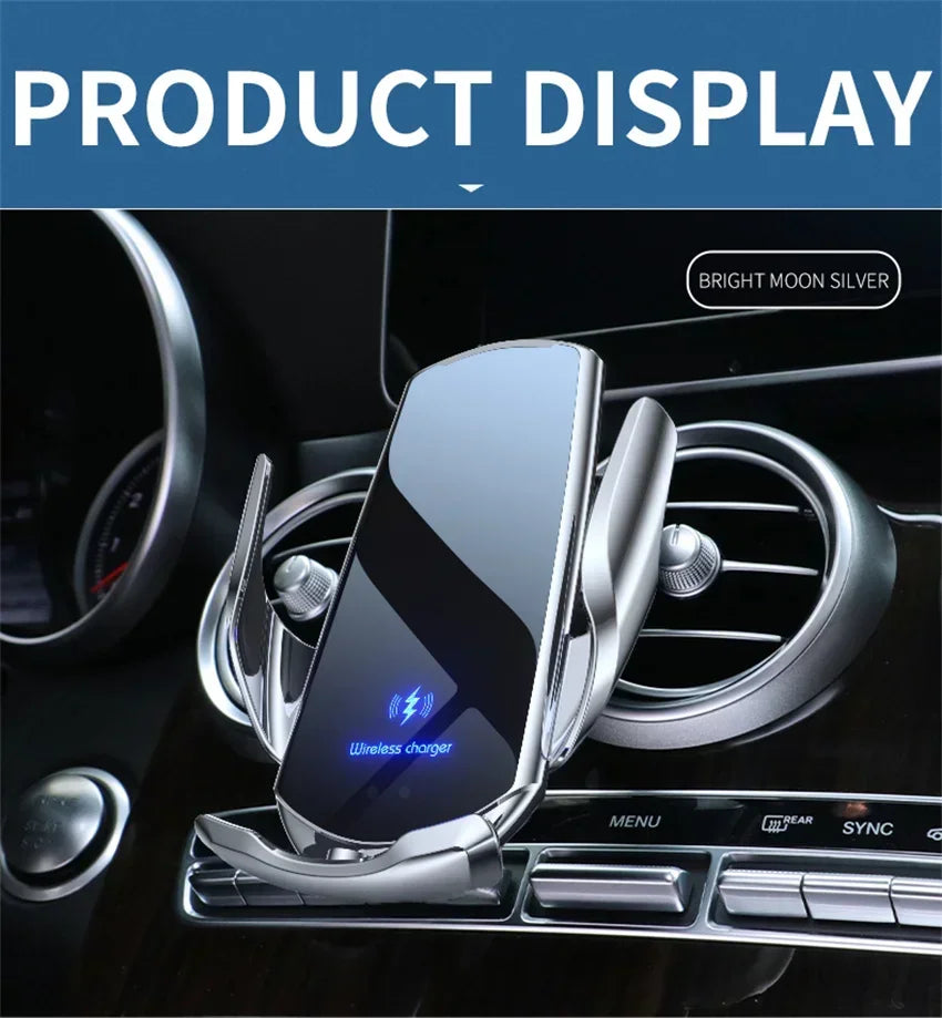 VIKEFON 15W Magnetic Wireless Car Charger & Auto Phone Mount - Fast Charging