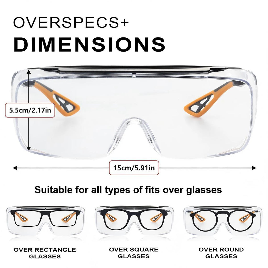 Vabena HM6 Adjustable Safety Glasses Over Glasses - ANSI Z87.1 Anti-Fog & Scratch Resistant