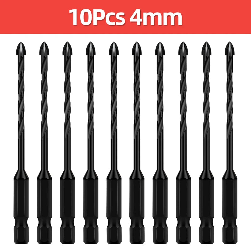 TOOLEYE Multifunction Cross Hex Drill Bit Set - Concrete, Tile, Glass, Metal
