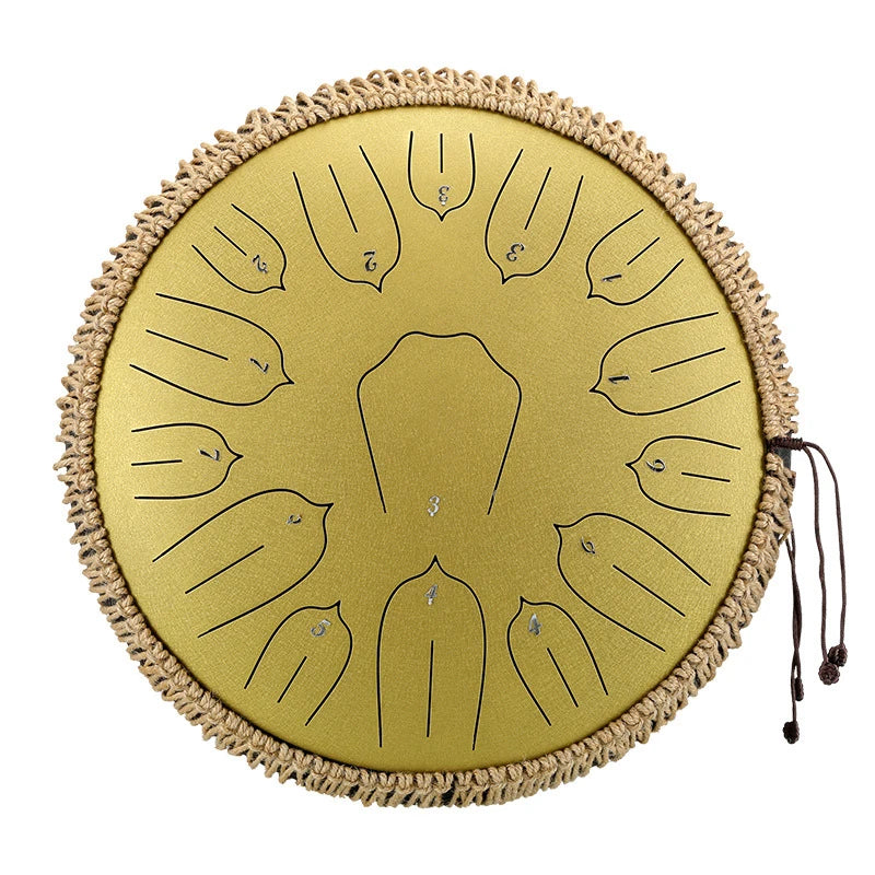 Hluru 13-inch Steel Tongue Drum - 15 Notes D Tone Glucophone Ethereal Percussion
