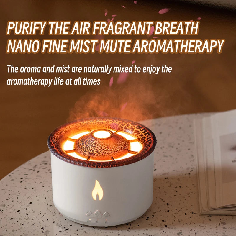 KINSCOTER Volcano Flame & Jellyfish Aroma Diffuser - 360ml Essential Oil Humidifier
