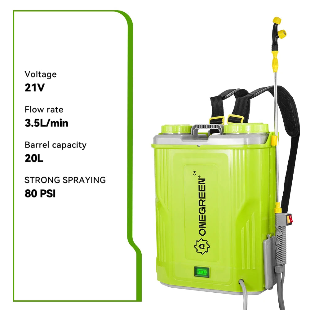 ONEGREEN 20L Rechargeable Electric Garden Sprayer for Makita 18V Battery - High Capacity Lawn Irrigation
