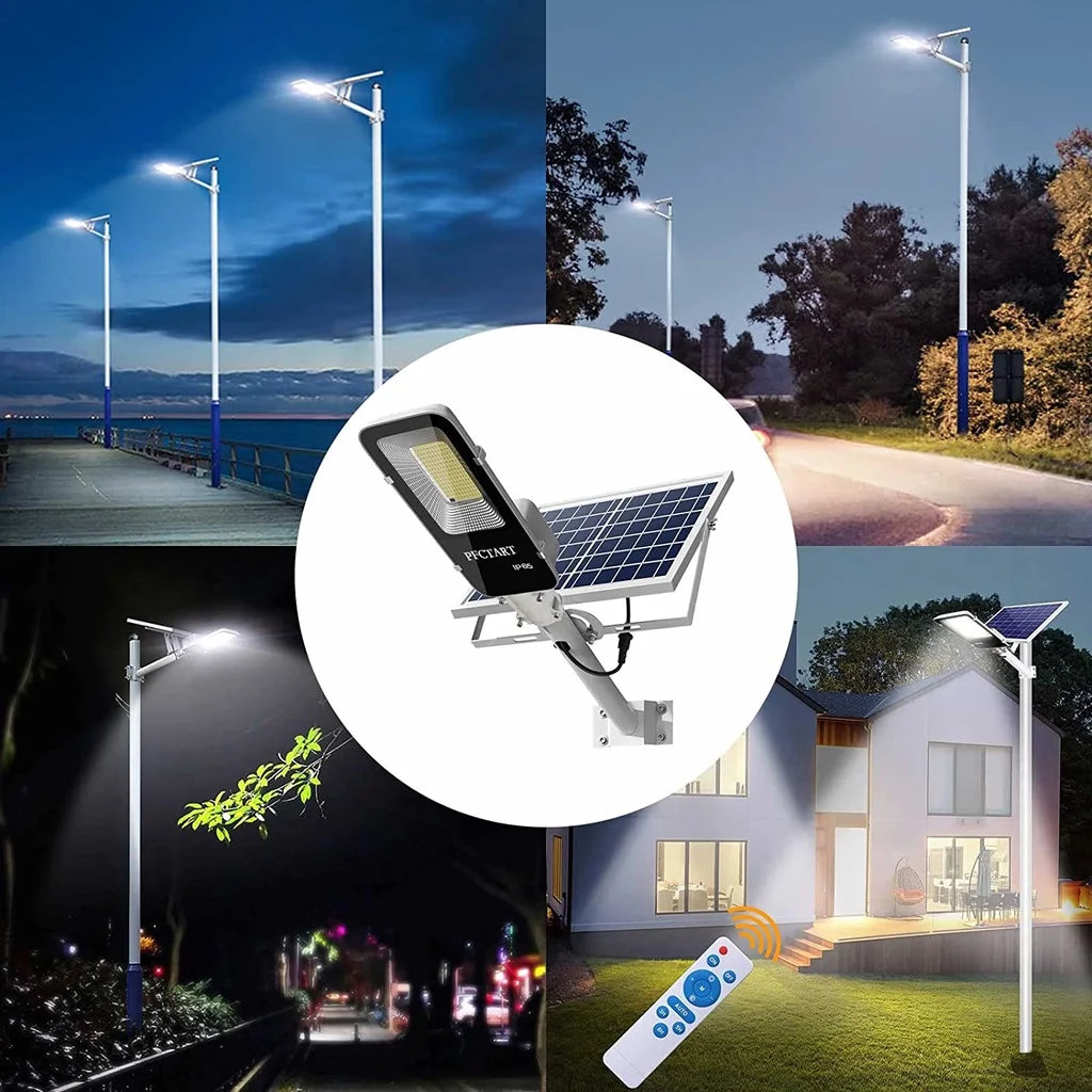 200W Solar Street Light - Outdoor, Waterproof, Auto Dusk to Dawn