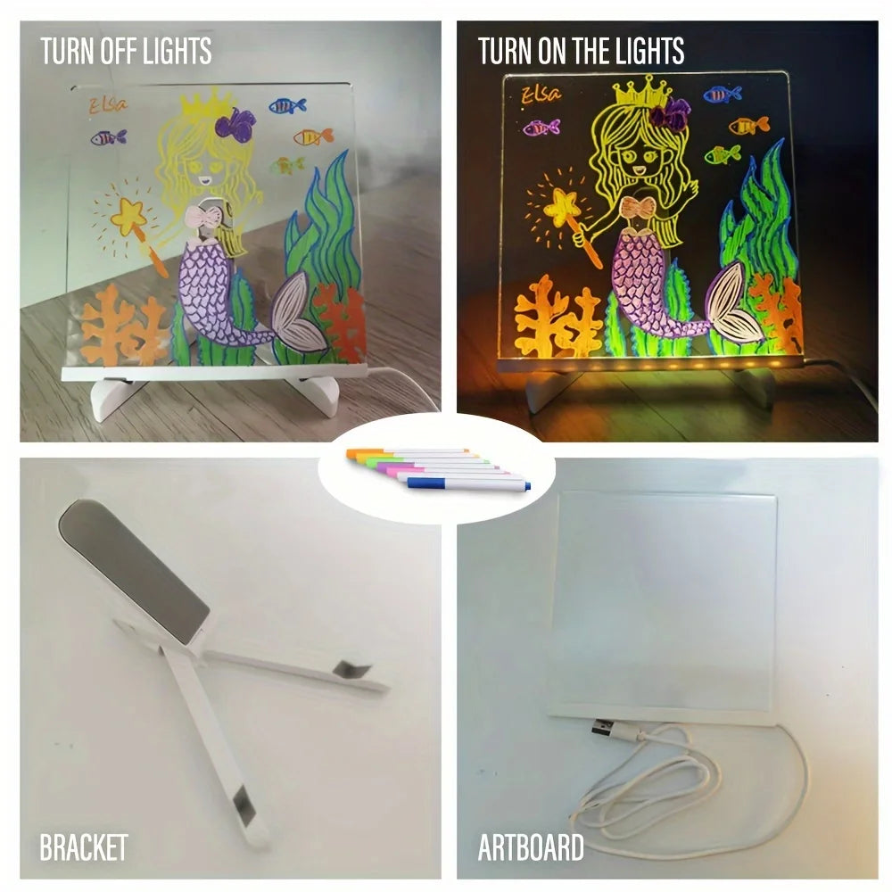 LED Note Board & Night Light | RGB Erasable Drawing Board for Kids