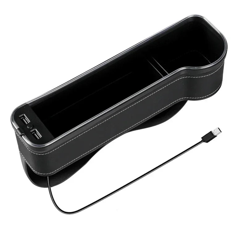 Car Seat Gap Organizer with USB Charger, LED & Cup Holder | Crevice Storage