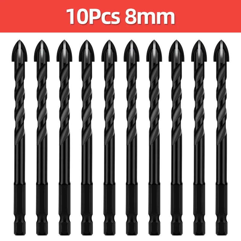 TOOLEYE Multifunction Cross Hex Drill Bit Set - Concrete, Tile, Glass, Metal