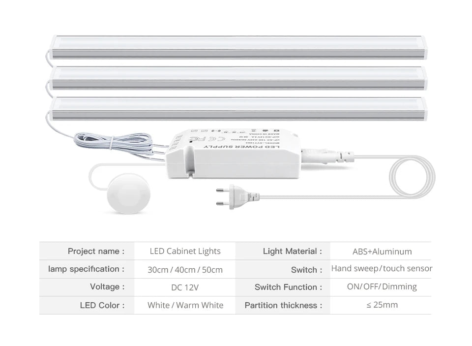Smart LED Under Cabinet Lighting | Hand Scan Motion Sensor & Dimmer