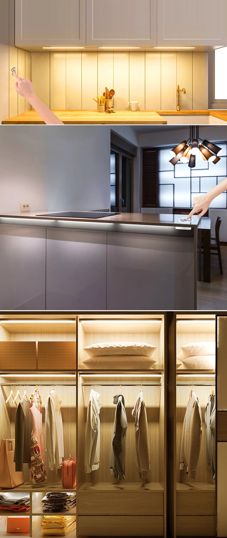 Smart LED Under Cabinet Lighting | Hand Scan Motion Sensor & Dimmer