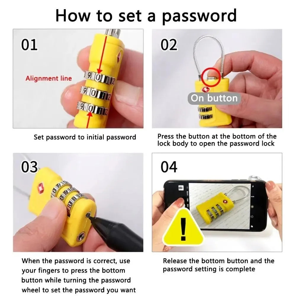 TSA Approved Luggage Locks 4-Pack - 3-Digit Combination Travel Security