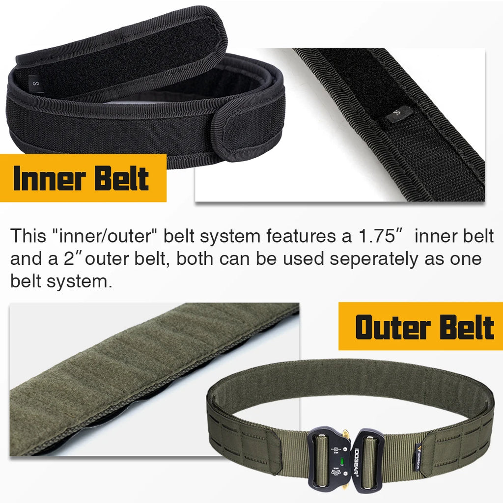 IDOGEAR 2-Inch Tactical Belt with Quick Release Buckle & MOLLE Laser Cut