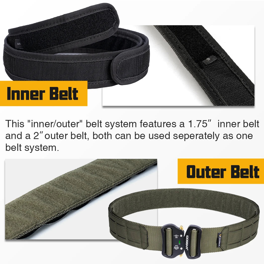 IDOGEAR 2-Inch Tactical Belt with Quick Release Buckle & MOLLE Laser Cut