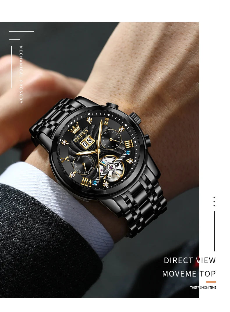 OLEVS Classic Men's Tourbillon Automatic Multi-function High-End Watch