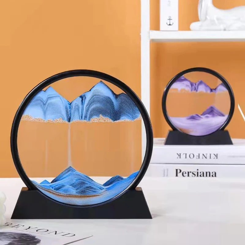 3D Moving Sand Art Deep Sea Sandscape | Round Glass Desk Decor & Gift