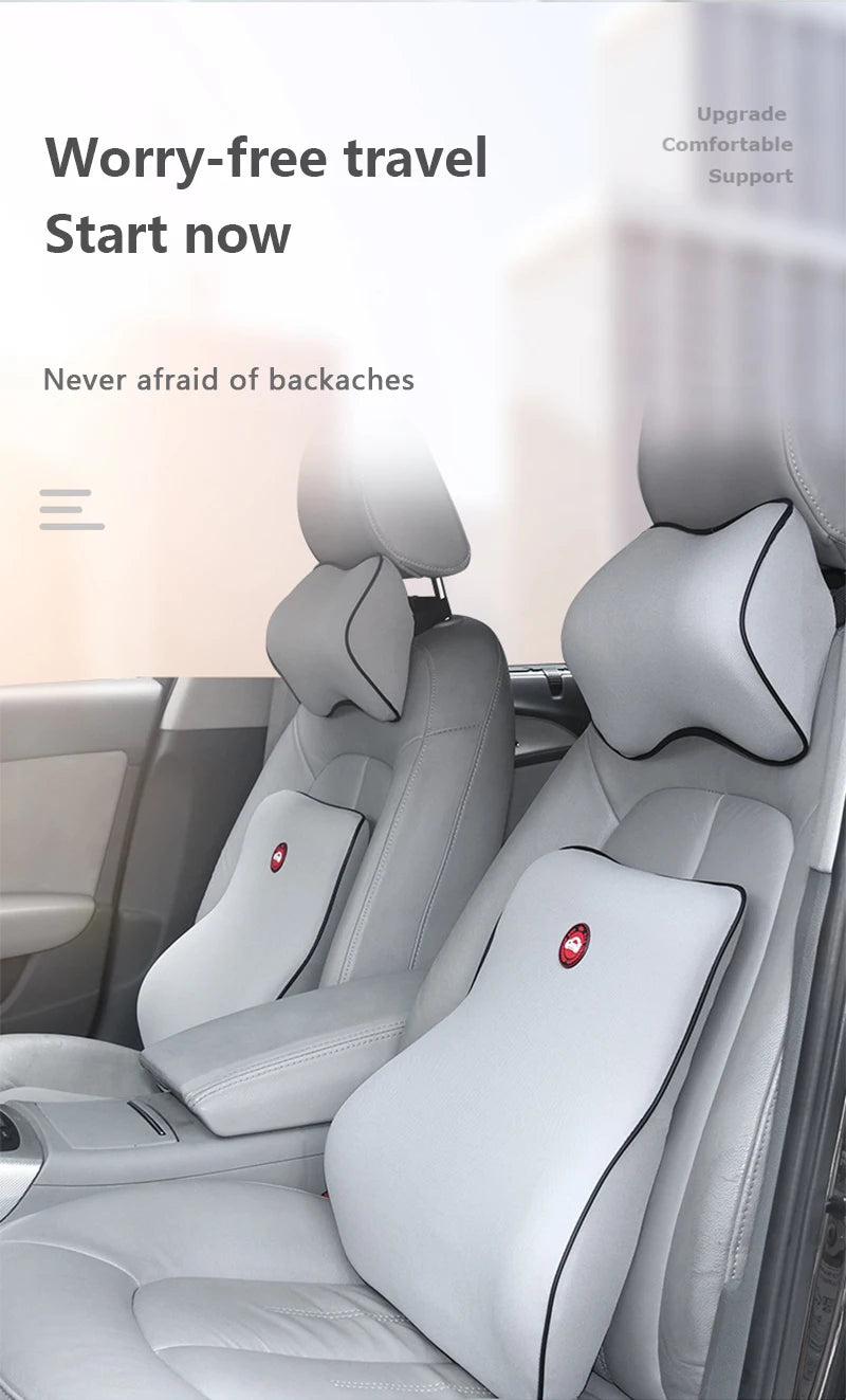 Memory Foam Car Seat Pillow Set - Neck, Lumbar & Headrest Support